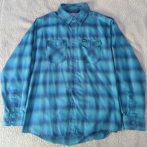 DIXXON "Poseidon's Kiss" 💋 Teal, Blue and Black Plaid Men's XL Flannel